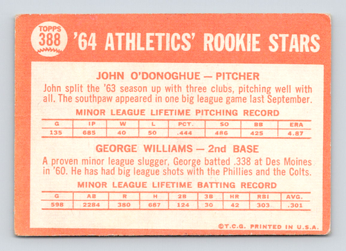 1964 Topps Card, #388 John O'Donoghue & George Williams, Leichtathletik Rookie Stars - Bild 2 von 3
