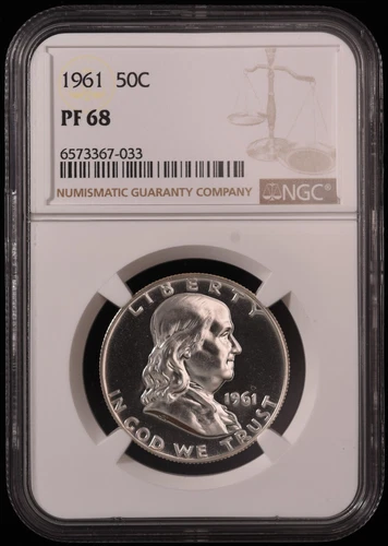 1961 PROOF Franklin Half Dollar 50c Certified by NGC PF68