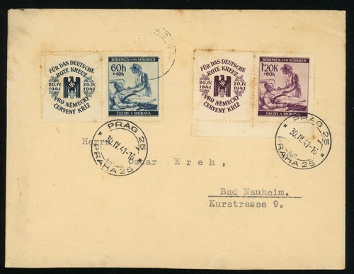 Bohemia and Moravia #B3-B4 German Red Cross Czechoslovakia Occupation 1941 WWII - 第 1/1 張圖片