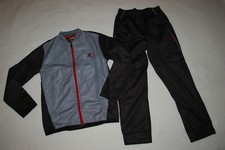 Boys 2 PC Track Suit GRAY  BLACK JACKET Zip Front ATHLETIC PANTS Pockets M L XL