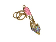 Aurora Borealis Crystal Stone Fashion High Heel Epoxy Goldtone Keychain