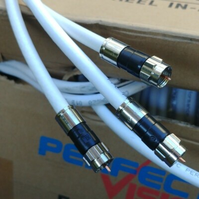 Perfect Vision 20ft RG6 Coaxial Cable – Solid Bare Copper, 3GHz, F Connector, USA Assembly