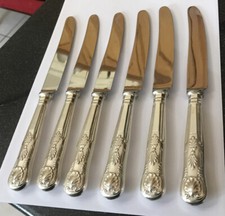6 X Smith Seymour 24.5cm Silver Plate Kings Royal Patt Dinner Knives Cutlery