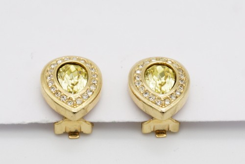 Christian Dior Vintage 1980 Topaz Crystals Tear Water Drop Peacock Eye, Earrings - Picture 12 of 12