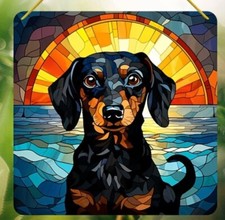 Dachshund Sausage Dog Suncatcher Pendant ART Birthday Window Present GIFT