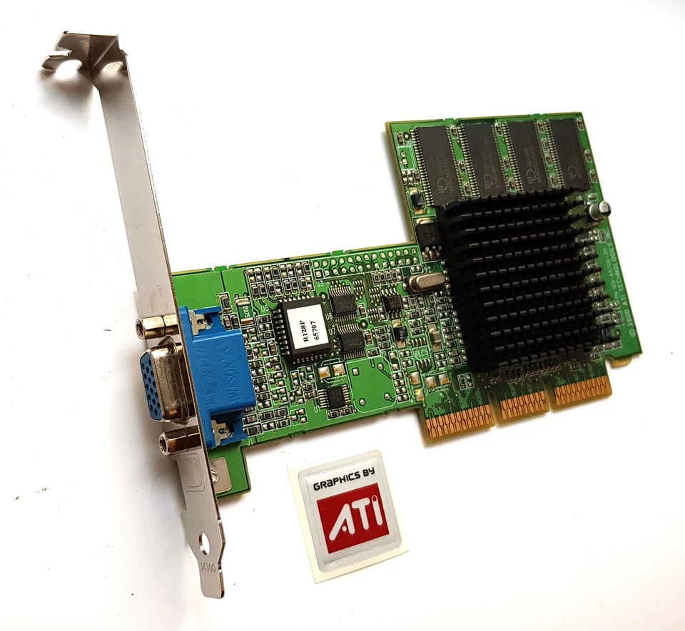 AGP vintage videocard ATI Rage 128 Pro 32MB VGA + ATI PC sticker - Image 2 of 4