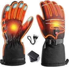 Rechargeable Heated Gloves 5000mAh Heated Ski Gloves Waterproof 3 Heating Levels