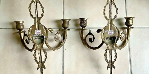 Vintage Pair 25” Bard Int’l Brass Metal Candelabra Candle Holder Wall Sconces - Picture 8 of 12