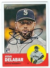 Steve Delabar autographed baseball card 2012 Topps Heritage #358 Rookie Card
