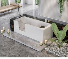 Seniorenbadewanne mit Tür 180x80 Links Acrylschürze Styropor Ablauf VIEGA GRATIS