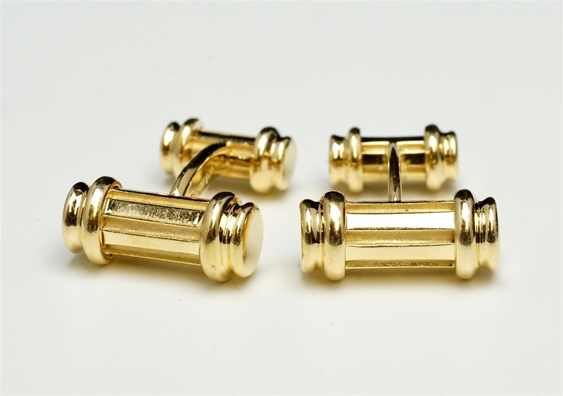 Vintage 1995 TIFFANY & CO Atlas Column Gold Cufflinks 18K Yellow Gold
