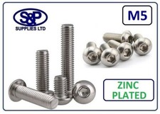 M5 - 5mm SOCKET BUTTON HEAD - DOME HEAD ZINC PLATED 10MM TO 25MM LONG SKT DOME