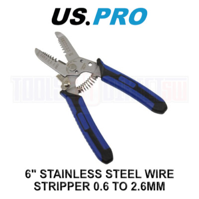 US PRO Tools 6'' Stainless Steel Wire Stripper Cutter 0.6 to 2.6mm 6841