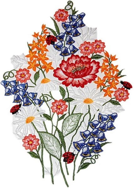 Plauener Spitze Fensterbild Fensterdekoration Fensterschmuck Mohnblume Sommer-image