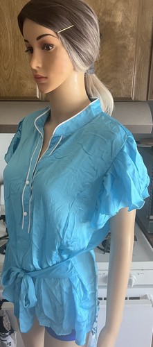 George solide Engelsärmelige kurzärmelige Bluse Aqua Water Neu - Bild 4 von 7