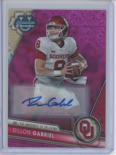 DILLON GABRIEL AUTO RC /150 2023 BOWMAN CHROME U UNIVERSITY PINK PURPLE SHIMMER