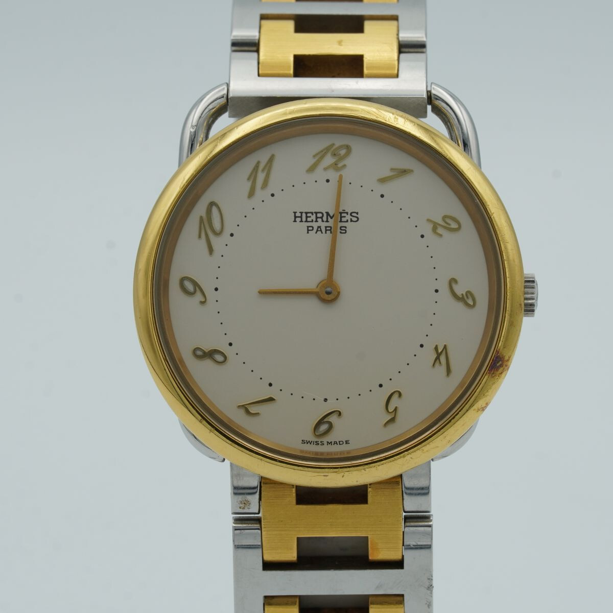 HERMES PARIS QUARTZ DAMEN UHR 32MM STAHL/GOLD CLIPPER STAHL