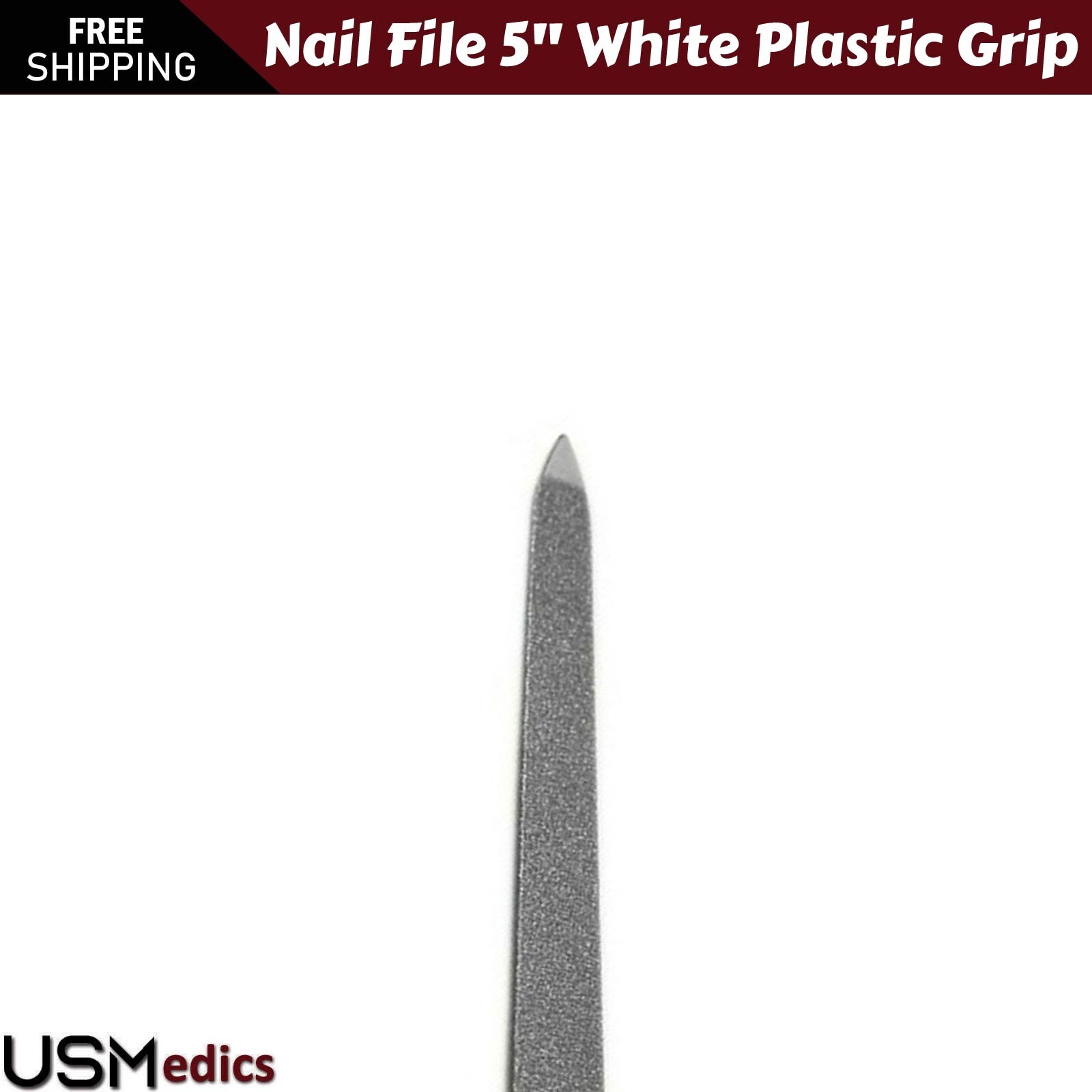 White Plastic Grip Diamond Nails File 5'' File Manicure Pedicure Nail Care NEW