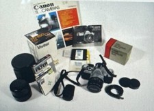 CANON AT-1 SRL 35mm Film Camera with Several lenses Flash Book Tested