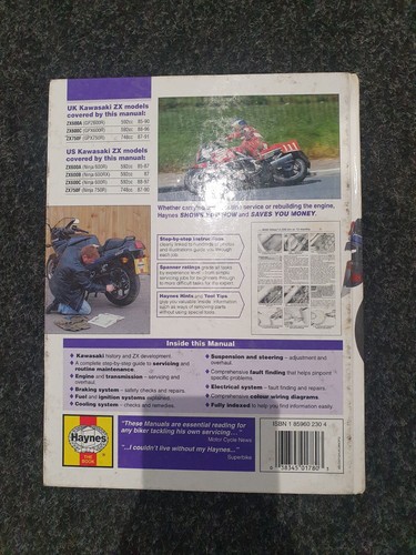 Haynes Manual 1780 Kawasaki ZX600 & ZX750 1985 to 1997 - Picture 4 of 4