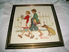 Vintage Norman Rockwell Young Gallant Print Wood Framed Under Glass 18.5/18.5