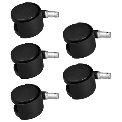 AccessBuy Set Of 5 Office Chair Caster Wheels - 2 Inch Universal Replacement Wheels For Hard Floors (Black)