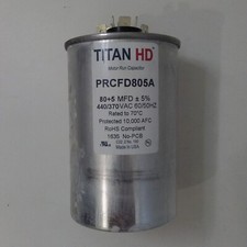 Titan HD PRCFD 805A Round Dual Capacitor 440/370 VAC 80+5 MFD Made in USA