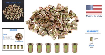 Carbon & 304 Stainless Steel Flat Head Rivnut Nutsert Insert Rivet Nut Unc 6 32 To 1 2 13