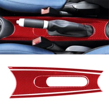 4Pcs For Mini Cooper Red Carbon Fiber Interior Handbrake Cupholder Cover Trim