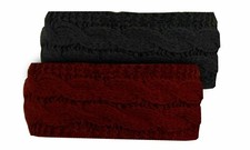 2-Pack Knit Headband Ear Warmer Headbands One Size Fits Most Burgundy and Black