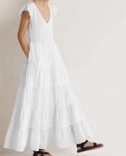 BNWT Boden Cotton Broderie Anglaise Maxi Dress White Lace Size 8R