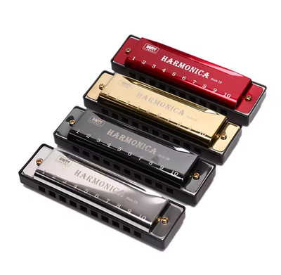 Harmonica Key of C 10 Hole Diatonic Harmonica C with Case for Beginner Students 