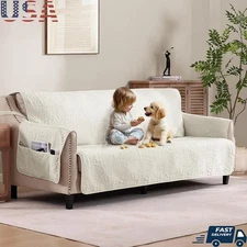 X-Large Water Repellent Anti-Slip Sofa Cover W/ Pockets Modern Protection New