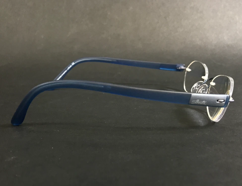 Silhouette Eyeglasses Frames 6703 45 6058 7608 Navy Blue Rimless Oval 48-17-135 - Image 4 of 4
