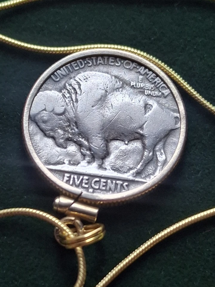 1930 S American Buffalo Nickel Pendant 100% Gold Filled Sterling W Box & Coa - Image 4 of 4