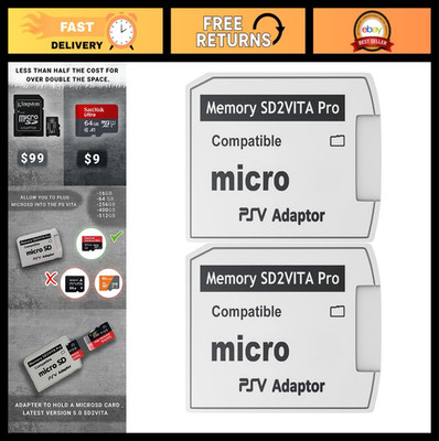 PS Vita Memory Card Adapter 2 Pack - Compatible with PS Vita 1000/2000 & HENkaku
