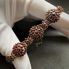 Vintage Granat Armband Tracht 900 Silber vergoldet Tschechien Handarbeit