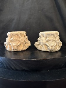 Pair Vintage Hayes Parker Celestial Sun Sandcast Candleholders Signed