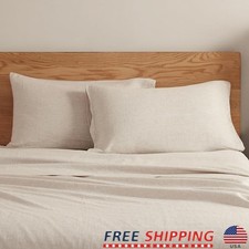 Pure Linen Pillowcase Set King Queen Soft Durable Breathable Moisture Control US