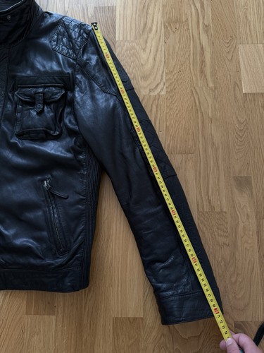 Camp David Black Leather Biker Jacket With Fur Size L - Picture 20 of 23