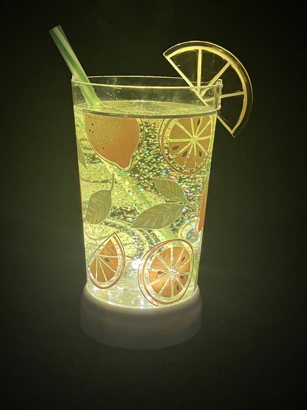 Lemonade Cup motion Glitter Globe Cracker Barrel Light-up Lemon Decor New in Box