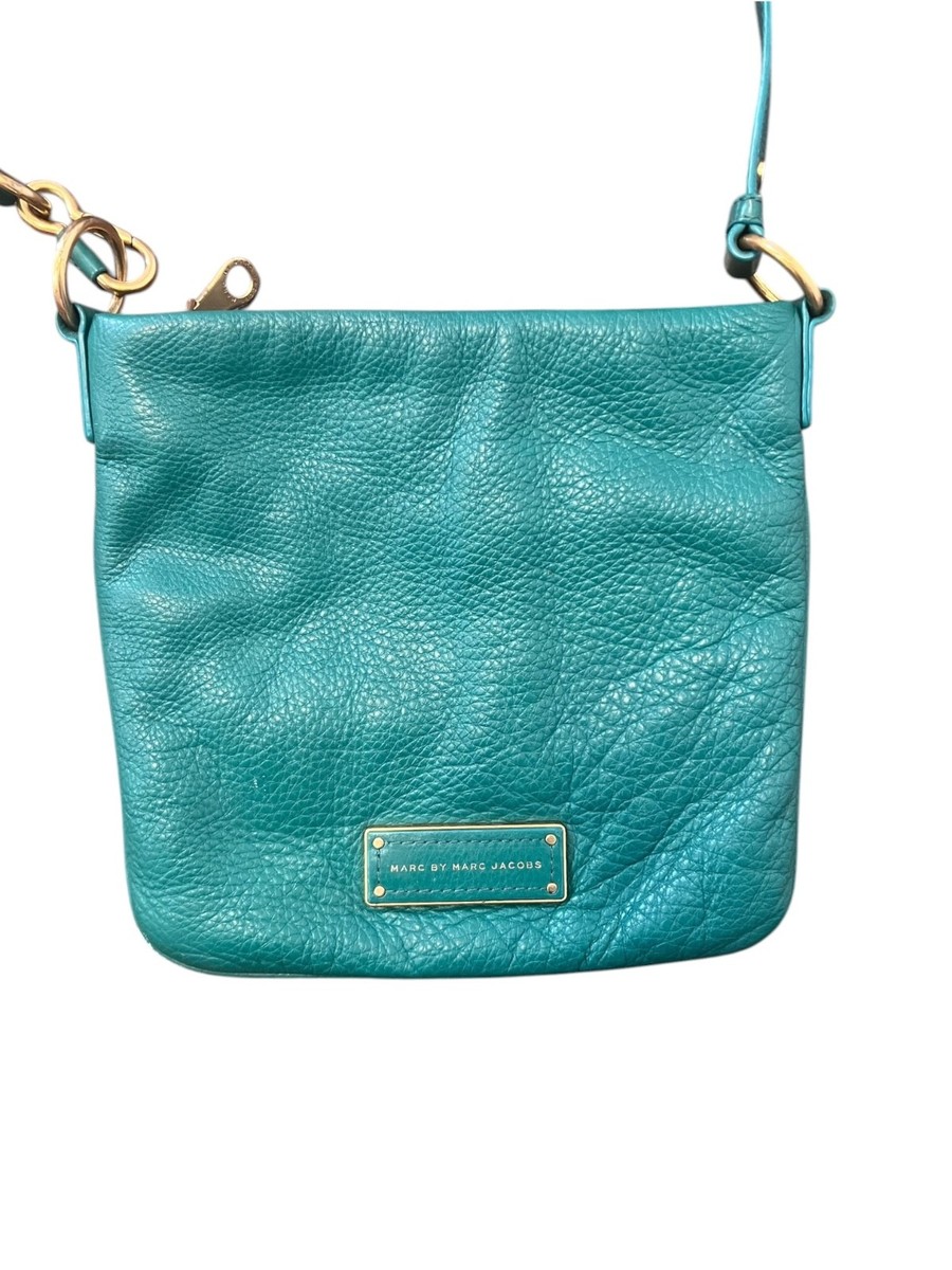 Marc by Marc Jacobs Leather Crossbody Bag Teal Green Pebbled Y2K