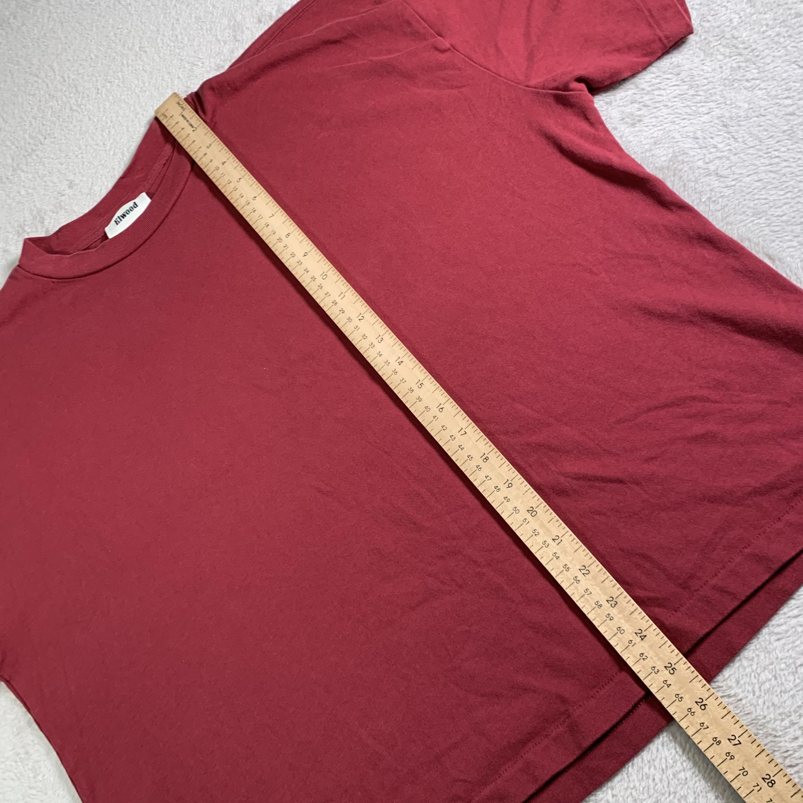 Elwood Shirt Mens Large Red Organic Cotton Solid Crewneck Casual Oversized Tee