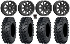 Valor V02 14" Wheels Black 30" MT911 Tires Kawasaki Mule Pro FXT KRX / Yamaha