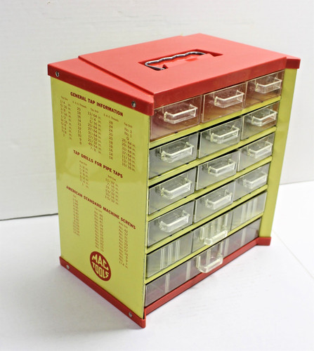 Vintage Mac Tools 14 Drawer Cabinet Organizer Storage Parts Bin Metal Akro Mils