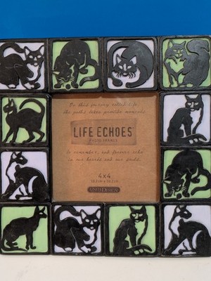 Cat Picture Frame Life Echoes 4X4 Silhouette Cat Tiles Kitten Photo Frame