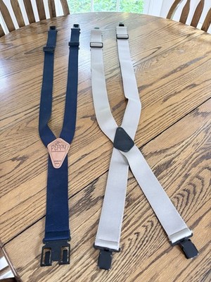 Men's Adjustable Suspenders Set Of 2 Elastic Straps: Perry And Duluth Trading Co