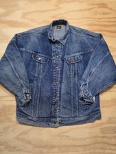 Vintage Lee Denim Jean Jacket Acid Wash Trucker Made In USA Size XL