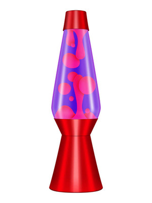 Custom Cool  27'' LAVA  Lamp Glossy Red Base/Cap Pink Wax/Purple Liquid