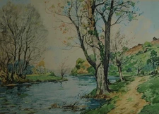 Beautiful Vintage Colored Etching by Paul Emil Lecomte - Paris Etching Society